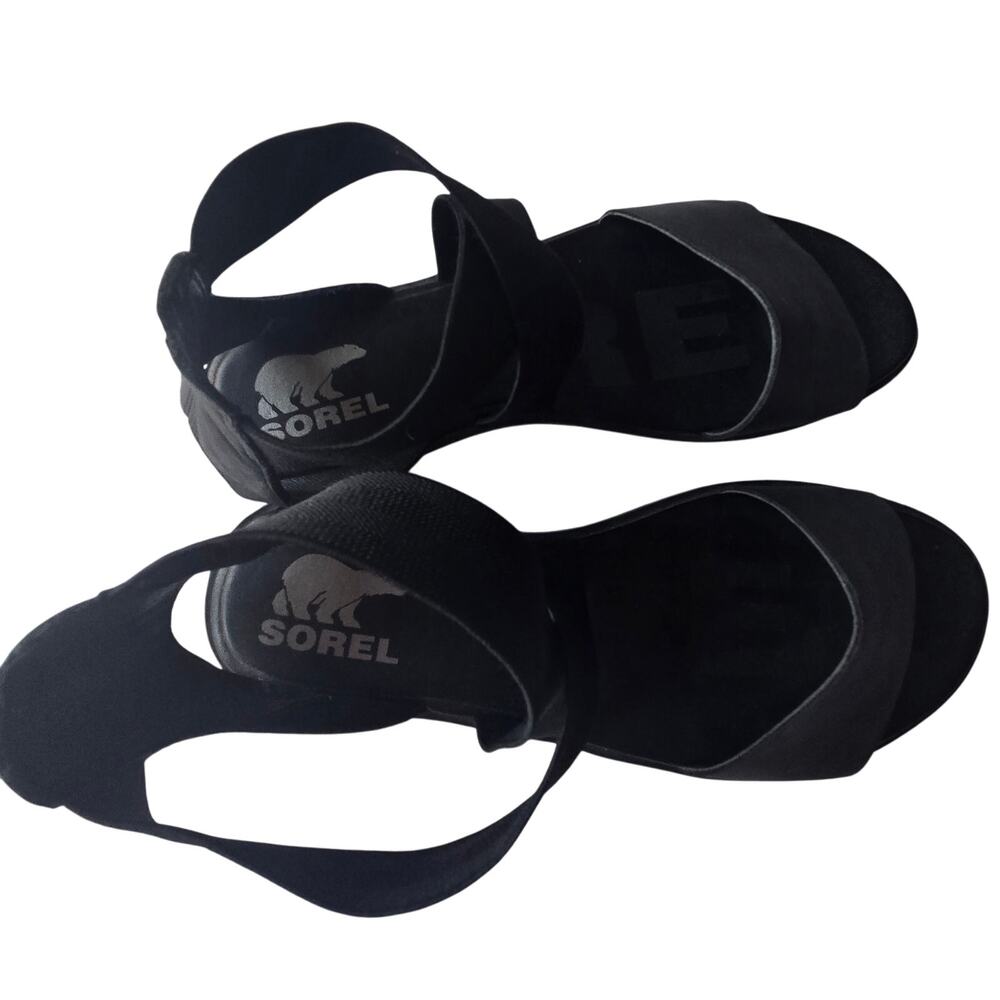 Black Women's Elastic Strap Sandals - Picture 2 of 9